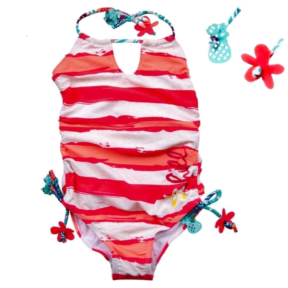 New Big Chill Tropical Vibrant One-Piece Swimsuit Size 7/8 Little Girls